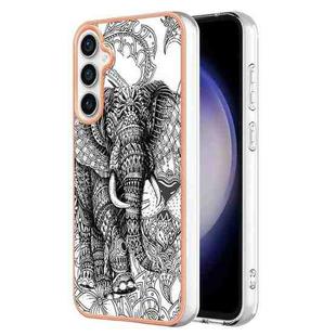For Samsung Galaxy S24 FE 5G Electroplating Marble Dual-side IMD Phone Case(Totem Elephant)