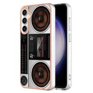 For Samsung Galaxy S24 FE 5G Electroplating Marble Dual-side IMD Phone Case(Retro Radio)