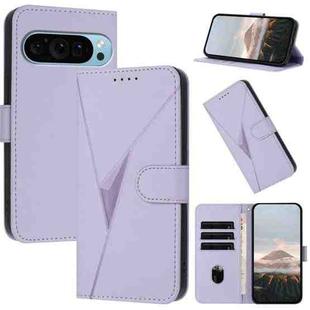 For Google Pixel 9 / Pixel 9 Pro Triangle Pattern Buckle Clasp Leather Phone Case(Light Purple)