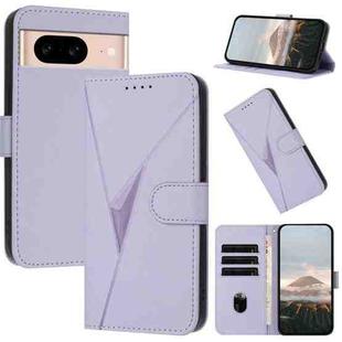 For Google Pixel 8a Triangle Pattern Buckle Clasp Leather Phone Case(Light Purple)