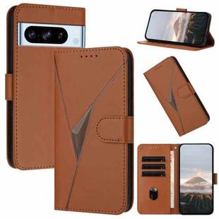 For Google Pixel 8 Pro Triangle Pattern Buckle Clasp Leather Phone Case(Brown)