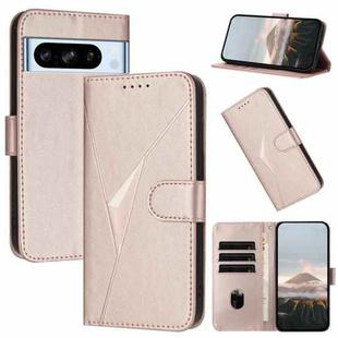 For Google Pixel 8 Pro Triangle Pattern Buckle Clasp Leather Phone Case(Rose Gold)