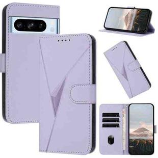 For Google Pixel 8 Pro Triangle Pattern Buckle Clasp Leather Phone Case(Light Purple)