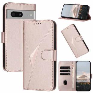 For Google Pixel 7 Triangle Pattern Buckle Clasp Leather Phone Case(Rose Gold)