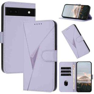 For Google Pixel 6a Triangle Pattern Buckle Clasp Leather Phone Case(Light Purple)