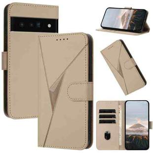 For Google Pixel 6 Pro Triangle Pattern Buckle Clasp Leather Phone Case(Gold)