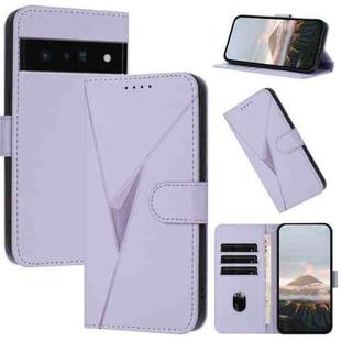 For Google Pixel 6 Pro Triangle Pattern Buckle Clasp Leather Phone Case(Light Purple)