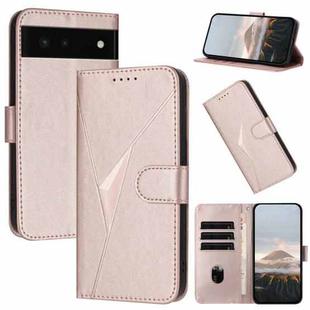 For Google Pixel 6 Triangle Pattern Buckle Clasp Leather Phone Case(Rose Gold)