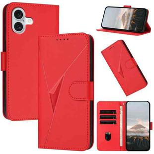 For iPhone 16 Plus Triangle Pattern Buckle Clasp Leather Phone Case(Red)