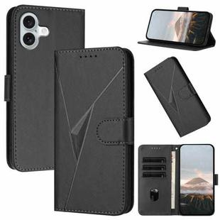 For iPhone 16 Plus Triangle Pattern Buckle Clasp Leather Phone Case(Black)