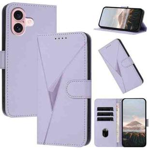 For iPhone 16 Triangle Pattern Buckle Clasp Leather Phone Case(Light Purple)