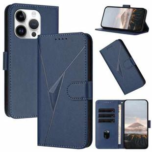 For iPhone 15 Pro Triangle Pattern Buckle Clasp Leather Phone Case(Royal Blue)