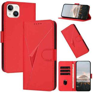 For iPhone 15 Plus Triangle Pattern Buckle Clasp Leather Phone Case(Red)