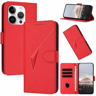 For iPhone 14 Pro Triangle Pattern Buckle Clasp Leather Phone Case(Red)