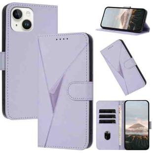 For iPhone 13 mini Triangle Pattern Buckle Clasp Leather Phone Case(Light Purple)