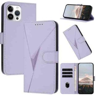 For iPhone 12 Pro Max Triangle Pattern Buckle Clasp Leather Phone Case(Light Purple)