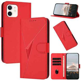For iPhone 12 mini Triangle Pattern Buckle Clasp Leather Phone Case(Red)