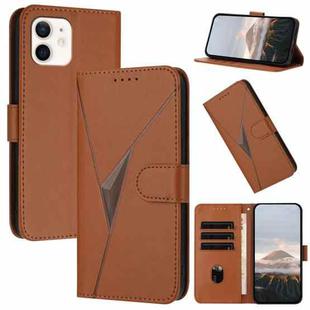 For iPhone 12 mini Triangle Pattern Buckle Clasp Leather Phone Case(Brown)