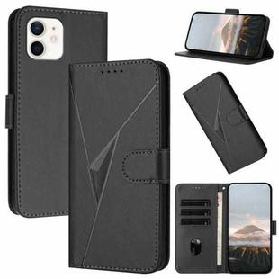 For iPhone 12 mini Triangle Pattern Buckle Clasp Leather Phone Case(Black)