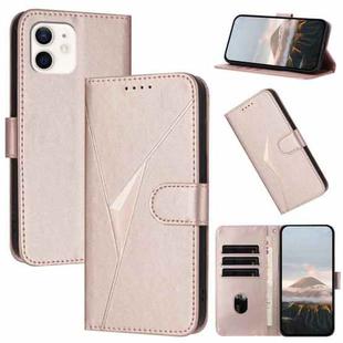 For iPhone 12 mini Triangle Pattern Buckle Clasp Leather Phone Case(Rose Gold)