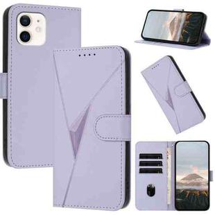 For iPhone 12 mini Triangle Pattern Buckle Clasp Leather Phone Case(Light Purple)