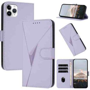 For iPhone 11 Pro Max Triangle Pattern Buckle Clasp Leather Phone Case(Light Purple)