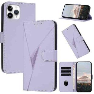 For iPhone 11 Pro Triangle Pattern Buckle Clasp Leather Phone Case(Light Purple)