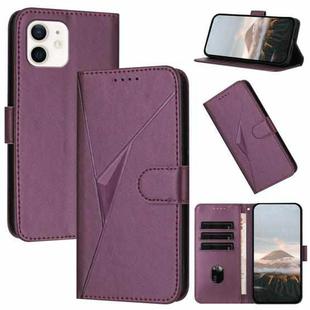 For iPhone 11 Triangle Pattern Buckle Clasp Leather Phone Case(Dark Purple)