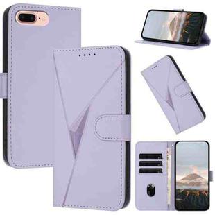 For iPhone 7 Plus / 8 Plus Triangle Pattern Buckle Clasp Leather Phone Case(Light Purple)