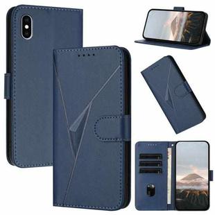 For iPhone XS Max Triangle Pattern Buckle Clasp Leather Phone Case(Royal Blue)