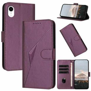 For iPhone XR Triangle Pattern Buckle Clasp Leather Phone Case(Dark Purple)