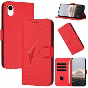 For iPhone XR Triangle Pattern Buckle Clasp Leather Phone Case(Red)