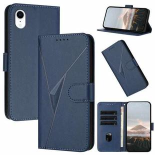 For iPhone XR Triangle Pattern Buckle Clasp Leather Phone Case(Royal Blue)