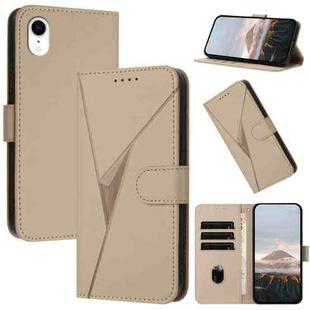 For iPhone XR Triangle Pattern Buckle Clasp Leather Phone Case(Gold)