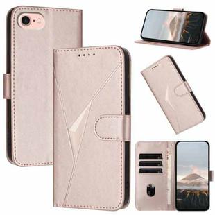 For iPhone SE 2024 Triangle Pattern Buckle Clasp Leather Phone Case(Rose Gold)