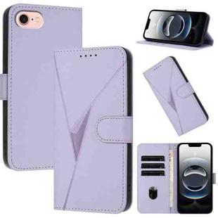 For iPhone SE 2024 Triangle Pattern Buckle Clasp Leather Phone Case(Light Purple)