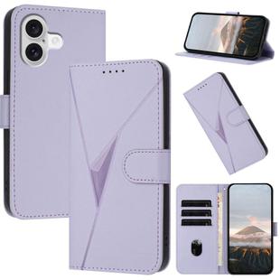 For iPhone 17 Triangle Pattern Buckle Clasp Leather Phone Case(Light Purple)