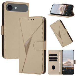For iPhone 17 Air Triangle Pattern Buckle Clasp Leather Phone Case(Gold)