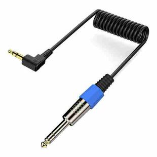 6.5mm to 3.5mm Elbow Guitar Loudspeaker Coiled 6.35mm Audio Cable, Length: 0.5m(Black)