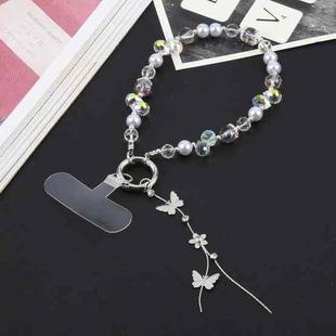 Alloy Butterfly Beaded Bracelet Anti-Lost Phone Short Lanyard(Purple)