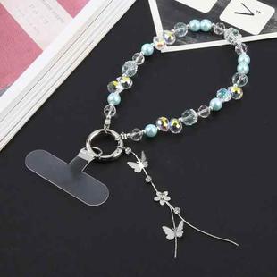 Alloy Butterfly Beaded Bracelet Anti-Lost Phone Short Lanyard(Green)