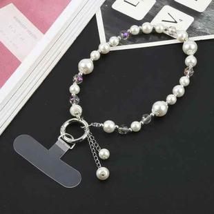 Pearl Short Bracelet Anti-lost Phone Short Lanyard(White)