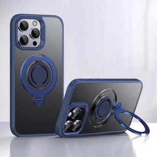 For iPhone 16 Pro Max Frosted MagSafe Magnetic Rotating Ring Holder Phone Case(Blue)