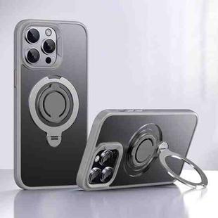 For iPhone 16 Pro Frosted MagSafe Magnetic Rotating Ring Holder Phone Case(Grey)