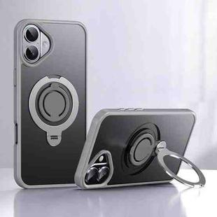 For iPhone 16 Plus Frosted MagSafe Magnetic Rotating Ring Holder Phone Case(Grey)