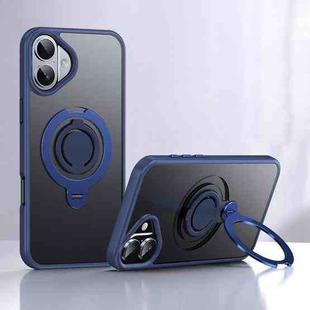 For iPhone 16 Plus Frosted MagSafe Magnetic Rotating Ring Holder Phone Case(Blue)