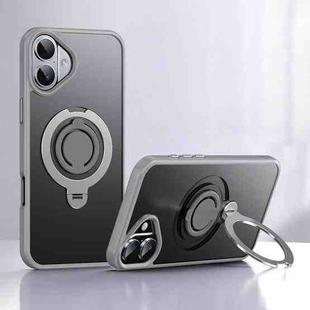 For iPhone 16 Frosted MagSafe Magnetic Rotating Ring Holder Phone Case(Grey)