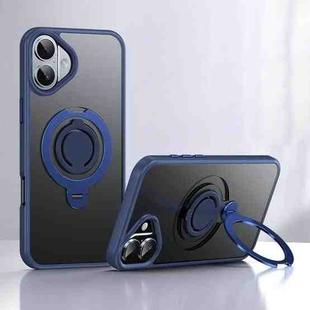 For iPhone 16 Frosted MagSafe Magnetic Rotating Ring Holder Phone Case(Blue)