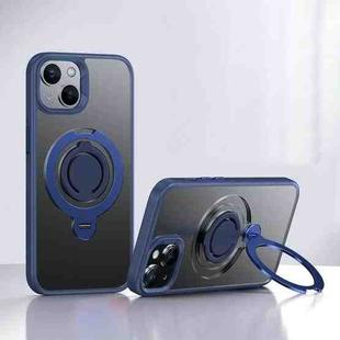 For iPhone 15 Frosted MagSafe Magnetic Rotating Ring Holder Phone Case(Blue)