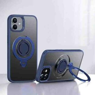 For iPhone 12 Frosted MagSafe Magnetic Rotating Ring Holder Phone Case(Blue)